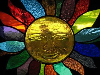 3D Smiling Sun Stained Glass Windows Panel 2