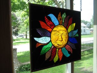 3D Smiling Sun Stained Glass Windows Panel 4