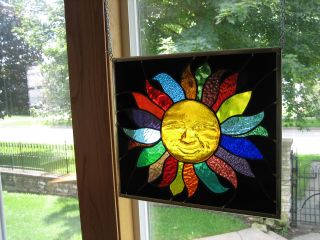 3D Smiling Sun Stained Glass Windows Panel 5