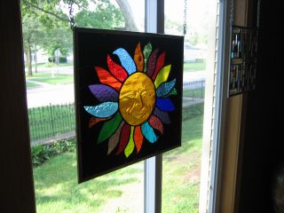 3D Smiling Sun Stained Glass Windows Panel 7