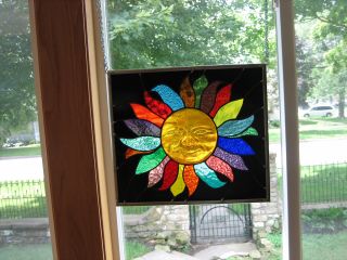 3D Smiling Sun Stained Glass Windows Panel 8