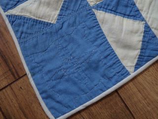 Vintage c1930 Blue & White Irish Chain Baby Crib QUILT 50x40 6