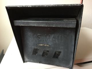 Vintage Mid Century Modern Metal Black MAILBOX MCM great shape 7