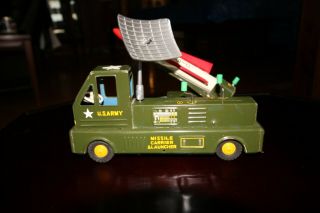 BOXED BANDAI MISSILE CARRYING TRAILER WITH LAUNCHER AND MISSILE TIN FRICTION TOY 5