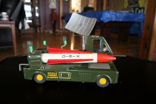 BOXED BANDAI MISSILE CARRYING TRAILER WITH LAUNCHER AND MISSILE TIN FRICTION TOY 6