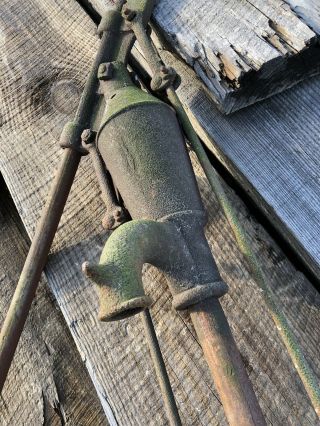 Vintage Cast Iron Antique Hand Water Well Pump Barn Wood Garden Windmill Farm 12