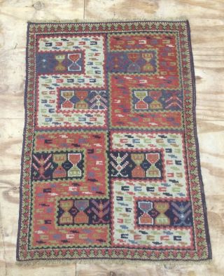 Antique Turkish Tuduc Hand Woven Rug With’s’design Motives