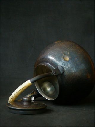 Japanese Antique Copper Teapot Dobin Finish Hammered pattern Artist Signed 12