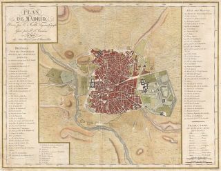 1782 Mentelle Map Or Plan Of Madrid,  Spain