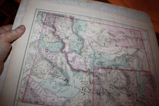 Frank Gray ' s 1876 Map of Montana Wyoming & Idaho hand colored Utah reverse 4