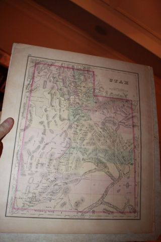 Frank Gray ' s 1876 Map of Montana Wyoming & Idaho hand colored Utah reverse 5