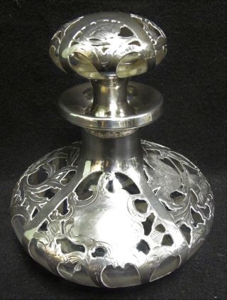 Alvin Antique Art Nouveau 999 Fine Silver Overlay Vine Floral Decanter Bottle
