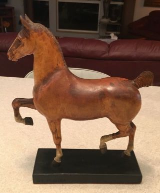 Peter Giba Hand Carved Wooden Horse Sculpture Fabulous Signed Folk Art TLC 2