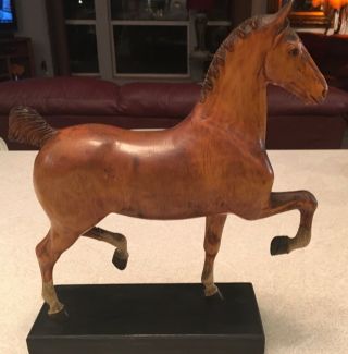 Peter Giba Hand Carved Wooden Horse Sculpture Fabulous Signed Folk Art TLC 4