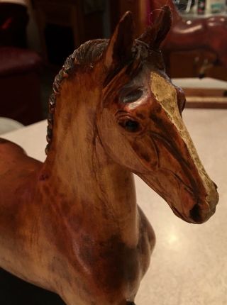 Peter Giba Hand Carved Wooden Horse Sculpture Fabulous Signed Folk Art TLC 7