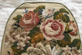 ANTIQUE VICTORIAN PLUSH WORK,  TAPESTRY,  BEADWORK CUSHION.  PANEL.  (A). 2