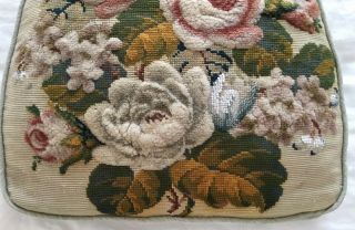 ANTIQUE VICTORIAN PLUSH WORK,  TAPESTRY,  BEADWORK CUSHION.  PANEL.  (A). 3