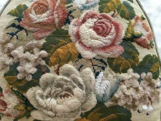 ANTIQUE VICTORIAN PLUSH WORK,  TAPESTRY,  BEADWORK CUSHION.  PANEL.  (A). 4