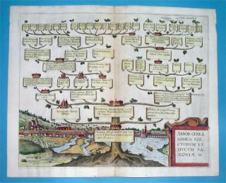 1621 Rare Genealogy Sachsen Germany The Wettin Family Tree Leipzig