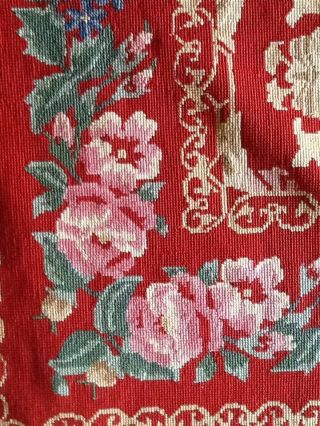 Antique French Wool Petit Point Needlepoint Bed Cover C19th 2