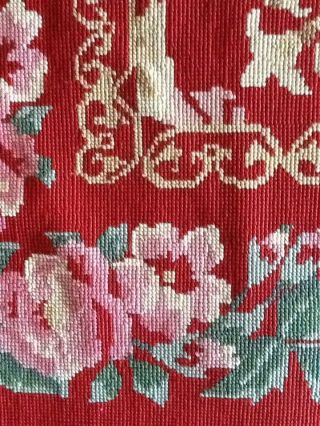 Antique French Wool Petit Point Needlepoint Bed Cover C19th 5
