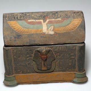 Museum Quality Roman Era Egyptian Black Stone Decorated Safe Box Circa 100 - 400 A