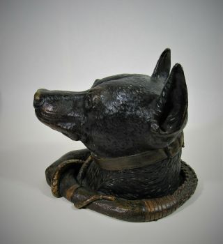 Antique Austrian Cold Painted Bronze Dog Doberman Inkwell 5