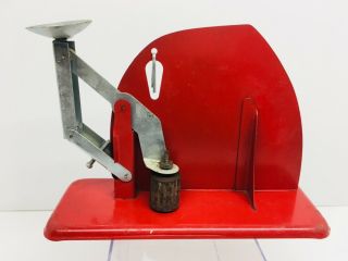 Vintage Jiffy Way Manufacturing Company Red Metal Poultry Egg Scale Advertising 8