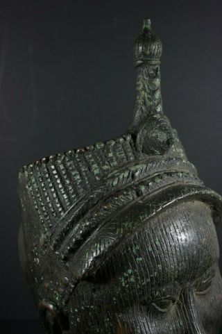 Life size IFE bronze African ONI Queen mask - Nigeria Benin,  TRIBAL ART 10