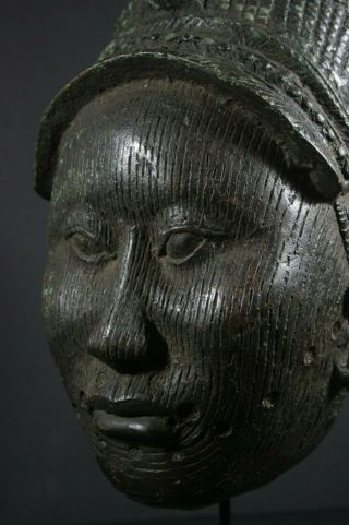Life Size Ife Bronze African Oni Queen Mask - Nigeria Benin,  Tribal Art