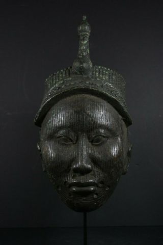 Life size IFE bronze African ONI Queen mask - Nigeria Benin,  TRIBAL ART 3