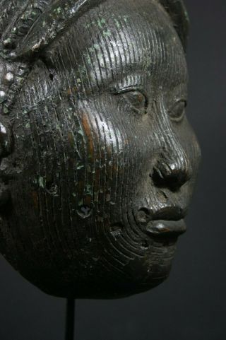 Life size IFE bronze African ONI Queen mask - Nigeria Benin,  TRIBAL ART 4