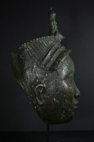 Life size IFE bronze African ONI Queen mask - Nigeria Benin,  TRIBAL ART 6