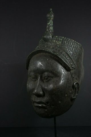 Life size IFE bronze African ONI Queen mask - Nigeria Benin,  TRIBAL ART 7