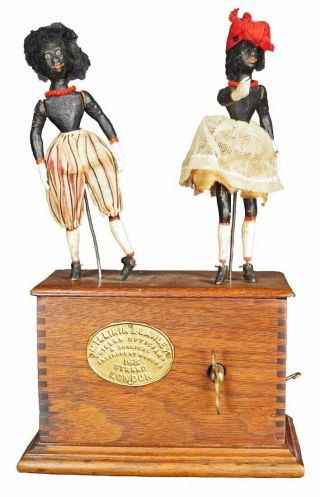 1875 Black Americana Ives Jubilee Dancers Clockwork / Wind - Up Black Dancers Toy