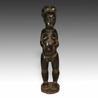 Vintage Blolo Or Spirit Spouse Figure Carved Wood Baule Ivory Coast West Africa