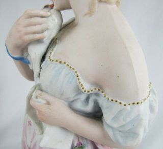 Antique Vion Baury Paris Hand Painted Porcelain Lady Kissing Dove 16 