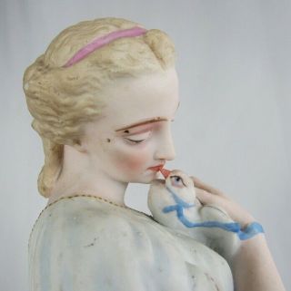Antique Vion Baury Paris Hand Painted Porcelain Lady Kissing Dove 16 