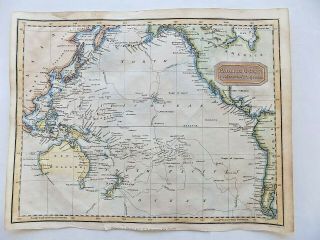 1830? Pacific Ocean Antique Map Kelly Findlay Holland Australia Cook Scarce