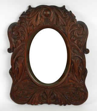 Arts And Crafts Carved Oak Mirror In The Style Of Arthur Simpson