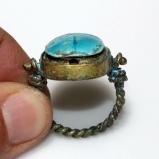 PERFECT QUALITY - VINTAGE EGYPTIAN BRONZE RING WITH ANCIENT SCARAB SEAL 2