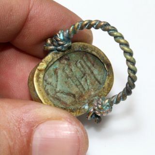 PERFECT QUALITY - VINTAGE EGYPTIAN BRONZE RING WITH ANCIENT SCARAB SEAL 3