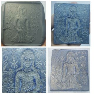 Sassanian Persia Queen Rare Old Lapiz Lazuli Intaglio Carved Seal Relief