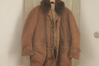 Jacket Work Wear French Hunting Chore Coat Canvas Canadian Brown Fur Collar