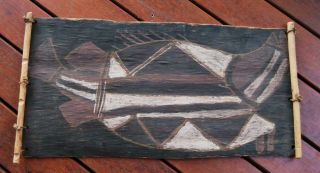 Early Aboriginal Bark Painting Of A Barramundi Fish Arnhemland Australia 1950 