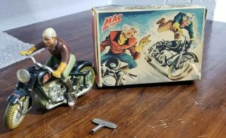 Arnold Mac 700 Motorcycle Made In Germany Vintage Tin Wind Up Toy.