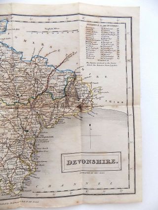 c1840 Pocket Map Devon Miniature Antique Old Chapman Hall V SCARCE with Slipcase 6