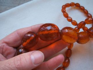 Huge Size Old Art Deco Amber Bead Necklace - Large Size - 74 grams 2