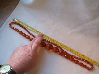 Huge Size Old Art Deco Amber Bead Necklace - Large Size - 74 grams 6