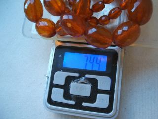 Huge Size Old Art Deco Amber Bead Necklace - Large Size - 74 grams 9